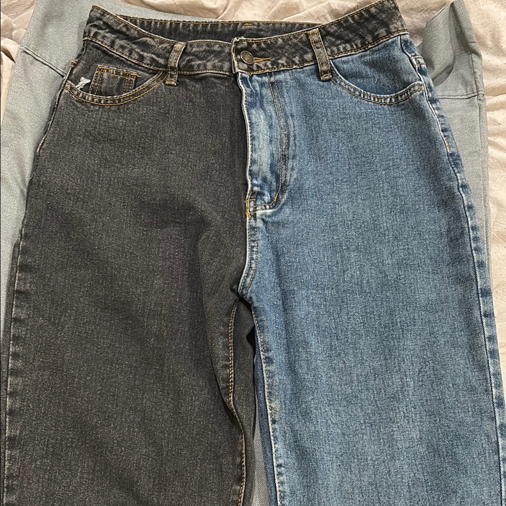 Two-Tone Denim Jeans